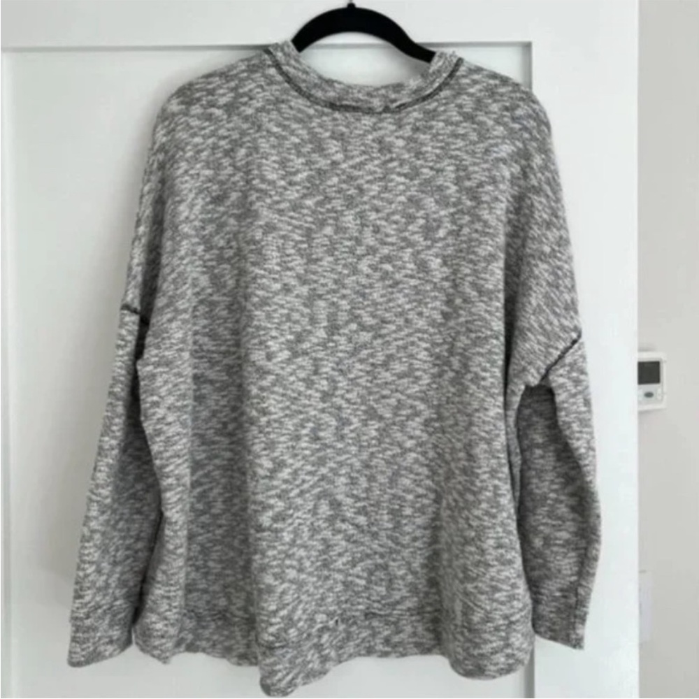 Free People Beach Gray Oversized Henley Crewneck Long Sleeve Sweater [XS] - Picture 3 of 4
